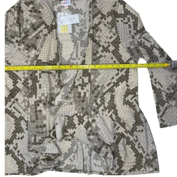NANETTE LuLaRoe Cardigan Cover Up‎ 3XL NWT Neutral Grey White Snakeskin Stretchy - Picture 10 of 14
